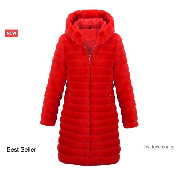 Jackets & Blazers - Long Faux Fur Coat Hooded Oversized Winter Warm Fuzzy Jacket Chic